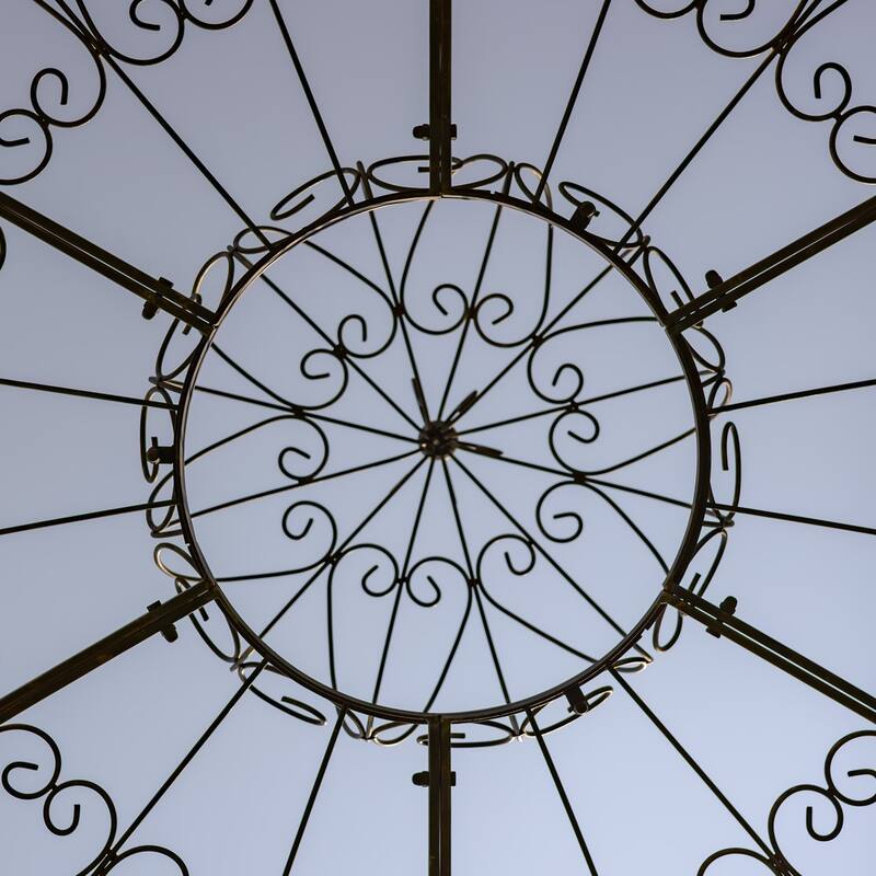 Round Iron Garden Gazebo with 3 Side Walls