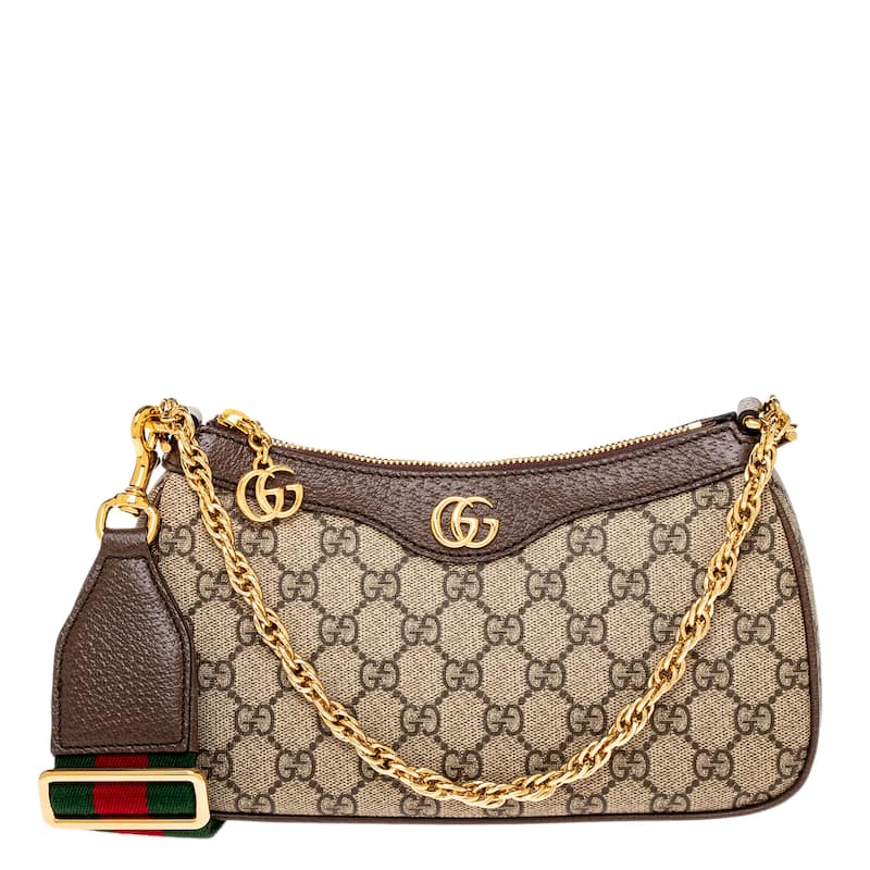 Gucci Ophidia Small Shoulder Bag - Beige and Dark Brown