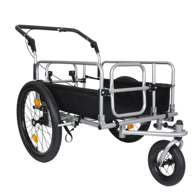 3-in-1 Heavy-Duty Bike Trailer Converts to Stroller & Pull Cart - Black
