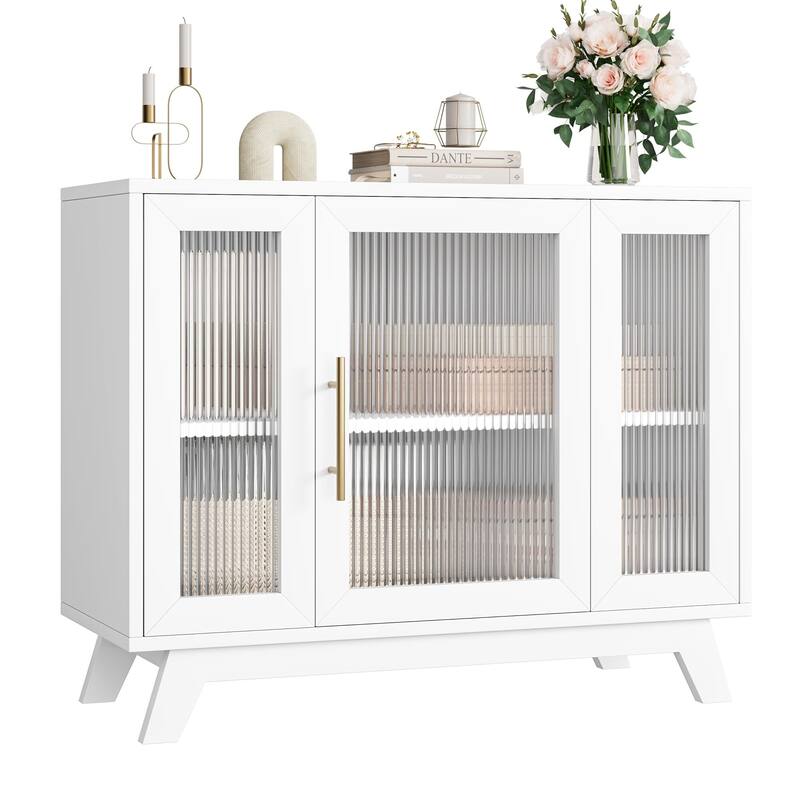 Buffet Storage Cabinet with Fluted Glass Door