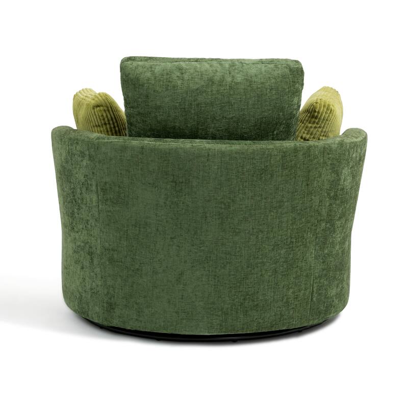 41" W Oversized Accent Barrel Swivel Chair with Moon Storage Ottoman