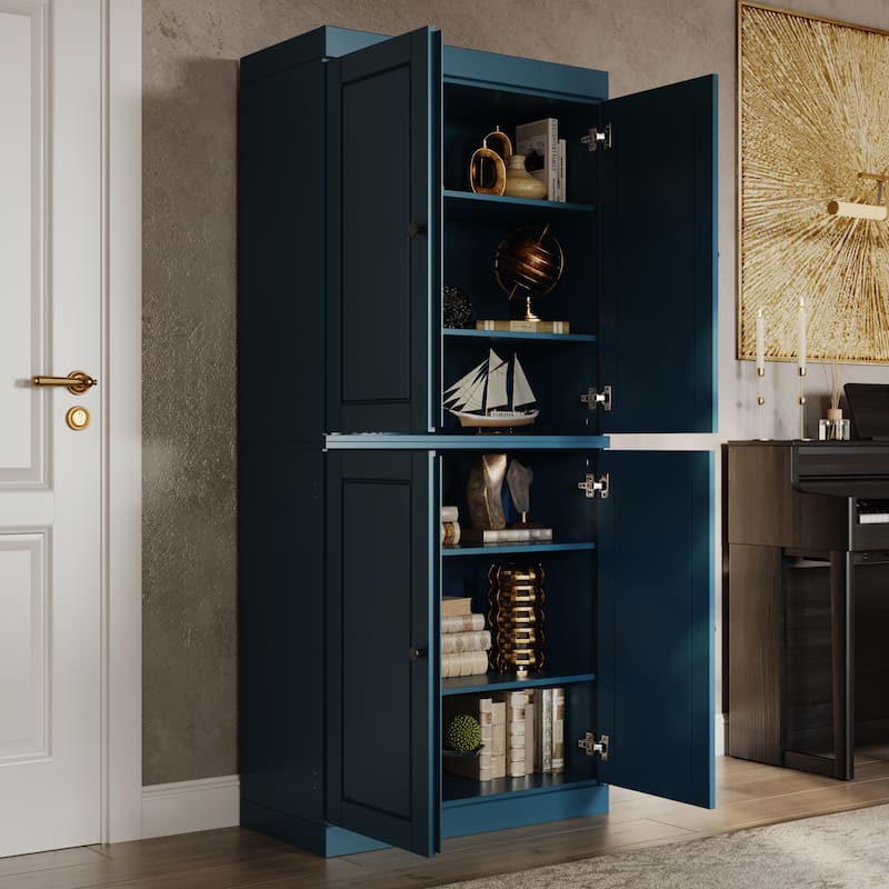 Palace Imports 100% Solid Wood 6-Shelf Bookcase with Solid Doors and Adjustable Shelves
