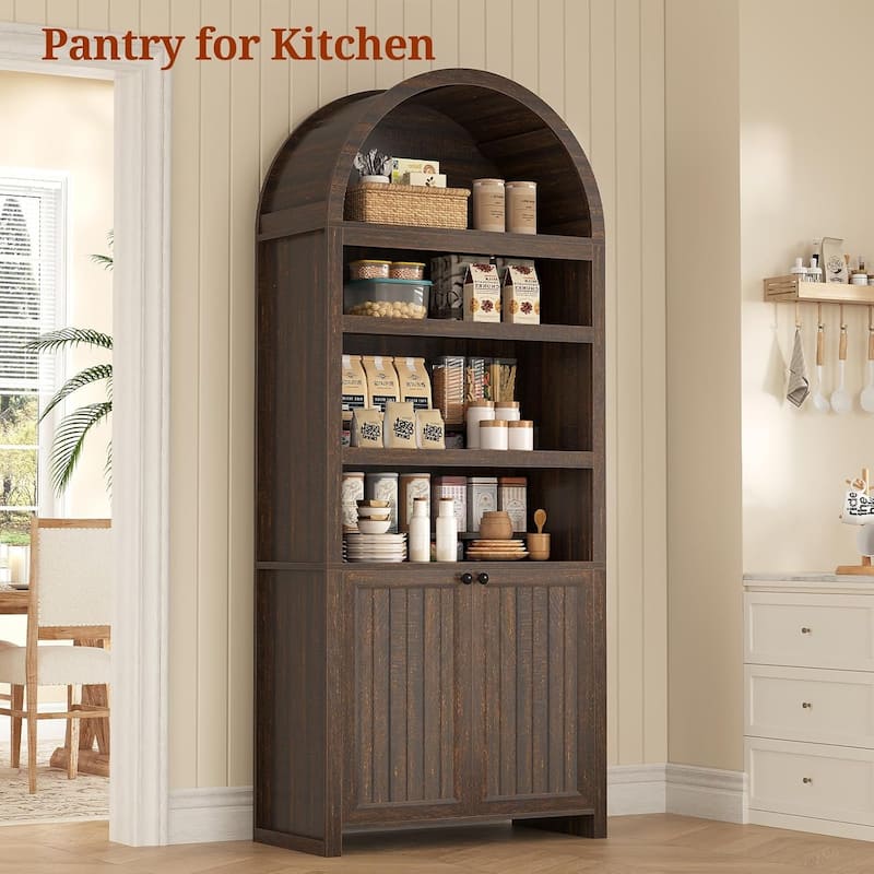Tall Arched Cabinet Bookcase Storage Bookshelf Door Bathroom Storage Cabinet