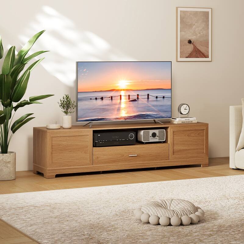 Gymax TV Stand for TVs up to 80'' w/Drawer Cable Hole Entertainment