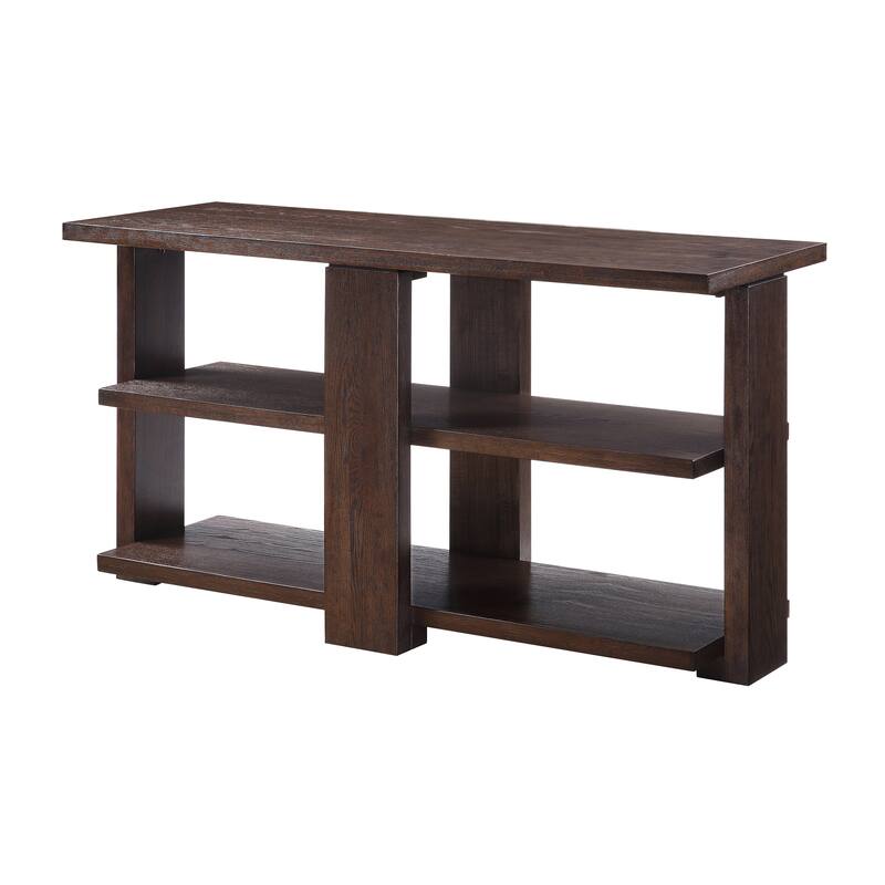 Classic Rectangular Walnut Sofa Table with 2-Shelf for Versatile and Timeless Living Space