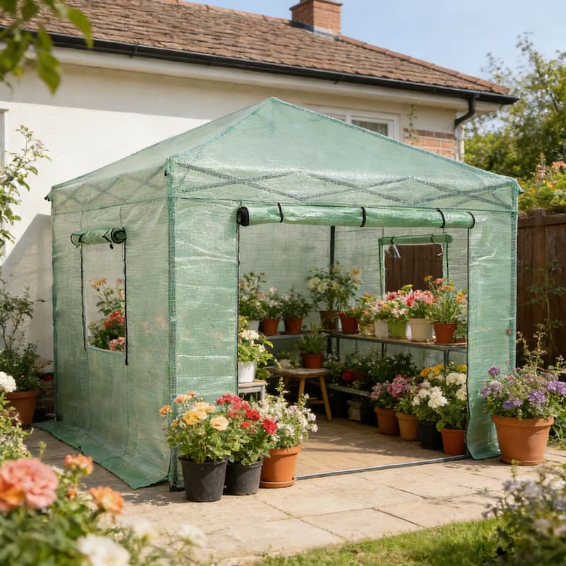 Ainfox 10X10FT Instant Pop-up Greenhouse, Walk-in Plant Gardening Green House