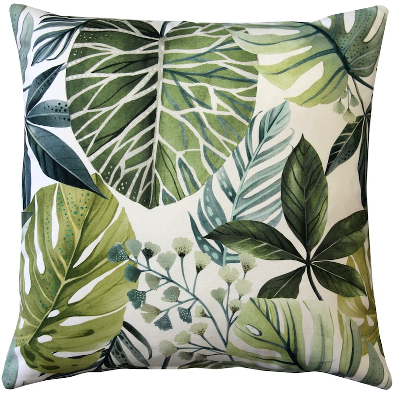 Thai Garden Leaf Throw Pillow - 20" x 20" - Cover Only - Green
