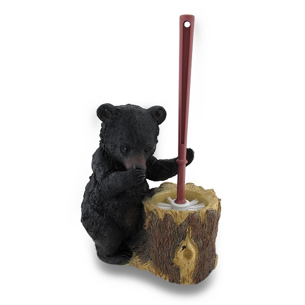 Black Bear Butler Toilet Brush and Holder 2 Piece Set - 15.5 X 9 X 5 inches