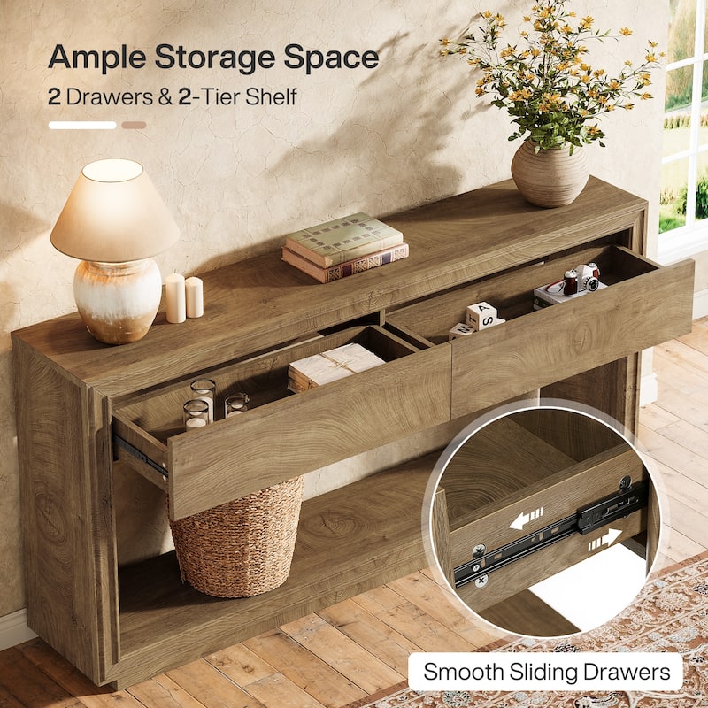 63" Farmhouse Entryway Table with Storage for Living Room