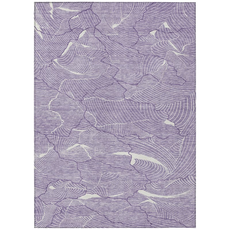 Machine Washable Indoor/ Outdoor Abstract Crackle Chantille Rug