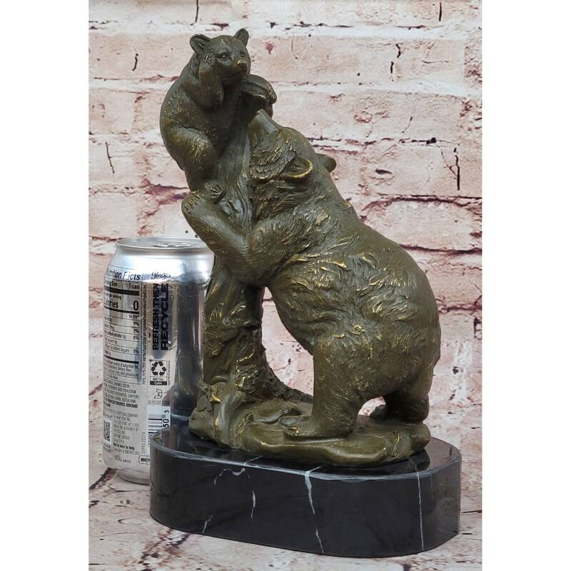 Playful Bear And Cub Bronze Figurine – Forest Wildlife Decor