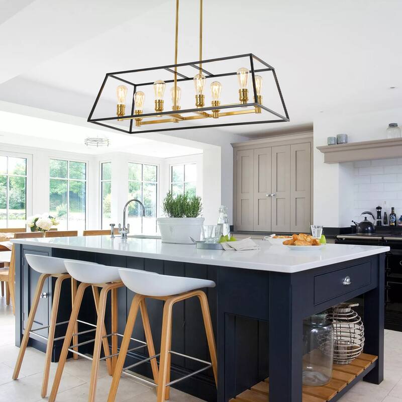 Suillius Farmhouse Industrial Iron LED Pendant, Black/Brass Gold by JONATHAN Y