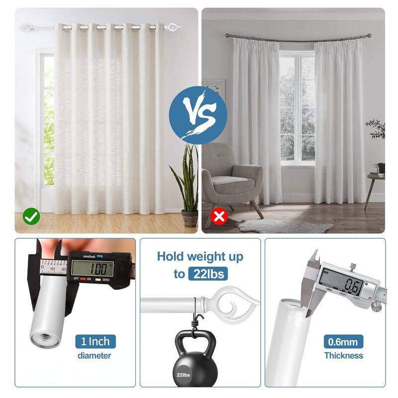 1-inch Diameter Flame Adjustable Single Drapery Curtain Rod
