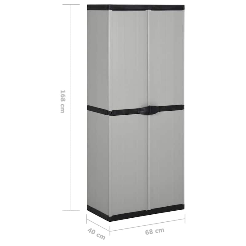vidaXL Garden Cabinet Grey and Black PVC and PP (Polypropylene) Medium - 26.8 x 26.8 x 66.1