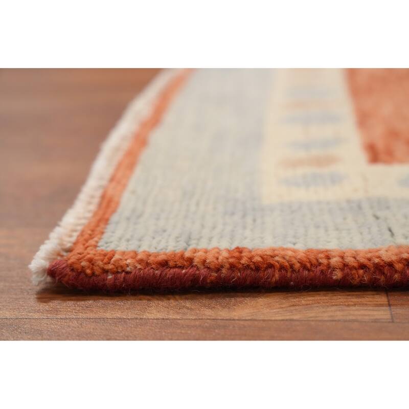 Hand Knotted Oriental 100% Wool Carpet Modern Geometric Beige & Ivories Gabbeh Area Rug - 13' 3'' X 10' 0''