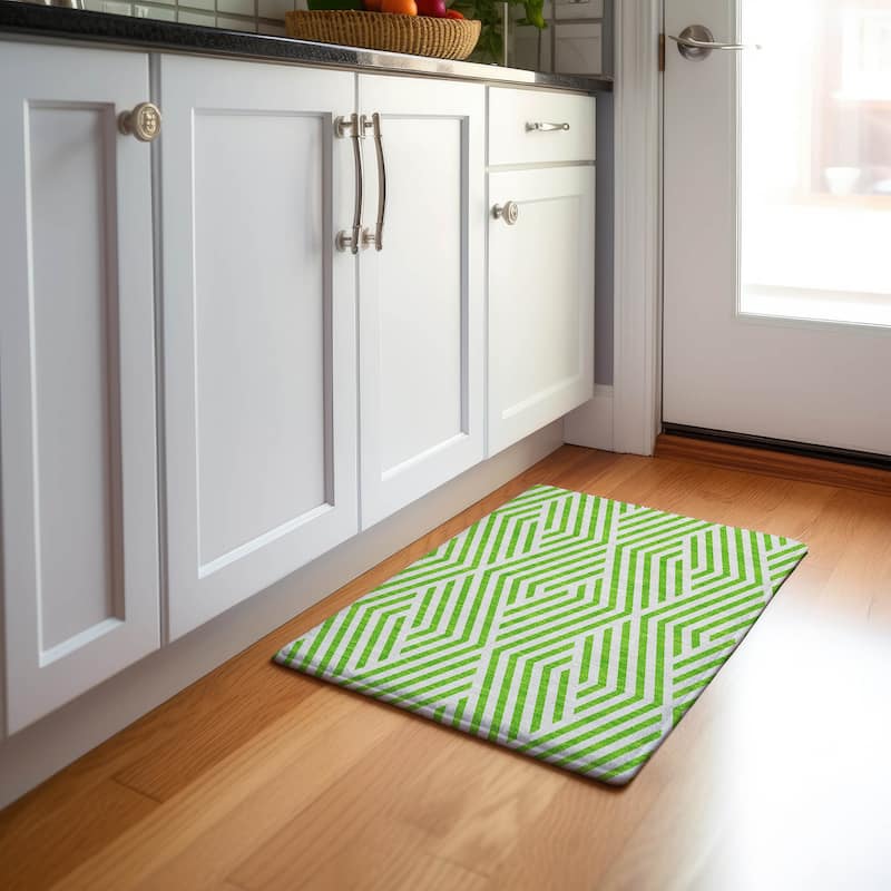 Premium Washable Super Soft Contemporary Geo Mayfield Rug - Lime - 1' 8" x 2' 6" - Rectangle