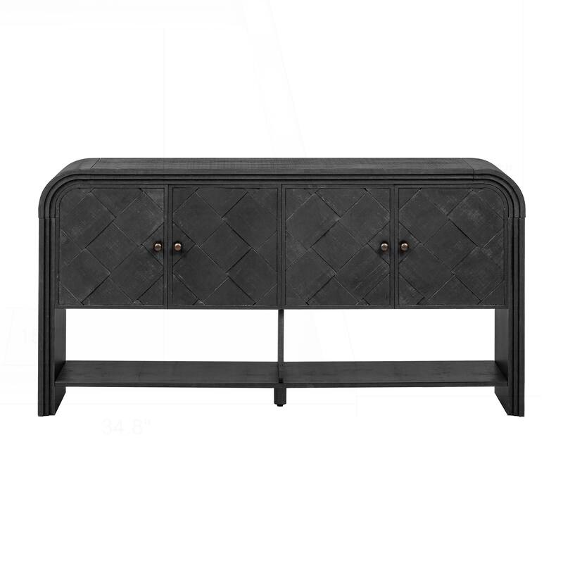 Versatile console table with Woven Wood Slats