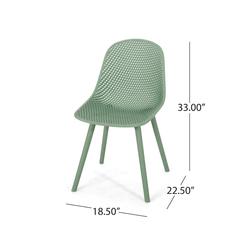 Roomfitters Modern Outdoor Plastic Chairs with Perforated Backrest, Lightweight Patio Seating, Set of 2