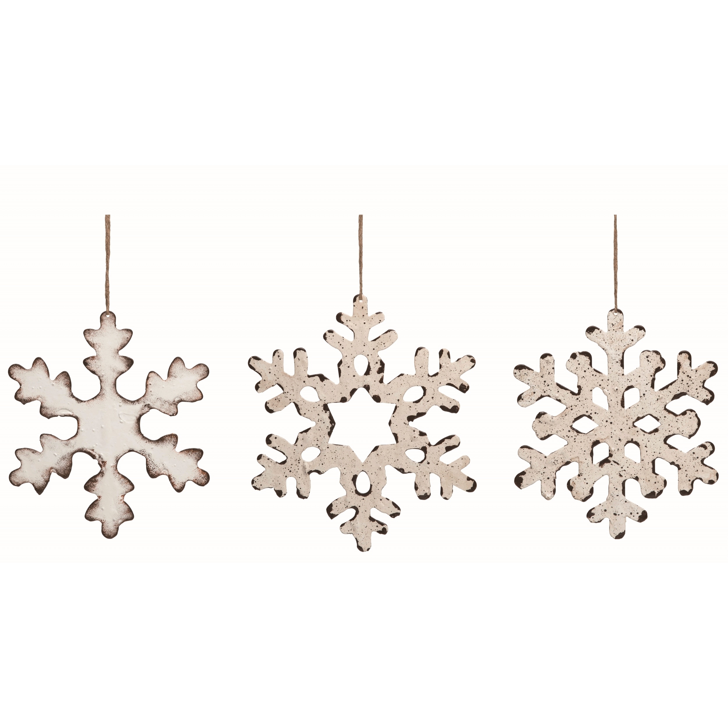 Transpac Metal White Christmas Small Snowflake Ornaments Set of 3 - Bed  Bath & Beyond - 34324265