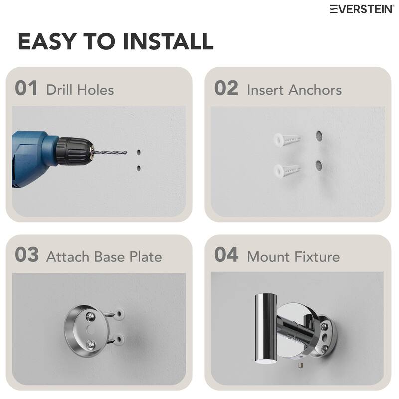 4-Piece Bathroom Hardware Accessories Set, Wall Mount Towel Bar, Toilet Paper Holder, Hand Towel Rack 1 Towel Hooks