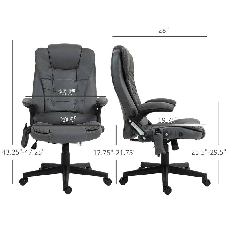 Gray Characteristic Heated Massage Chair Gaming Chair, Reclining Executive Chair Computer Chair Drafting Chair with Padded Arm