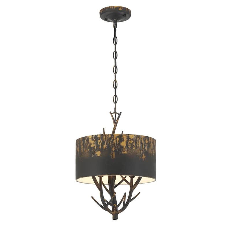 Arboreal 3 Light Pendant in Antique Black Iron with Antique Black Iron