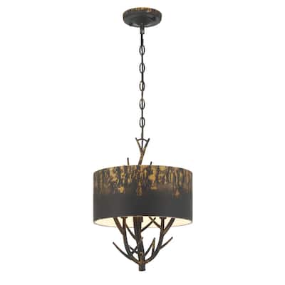 Arboreal 3 Light Pendant in Antique Black Iron with Antique Black Iron