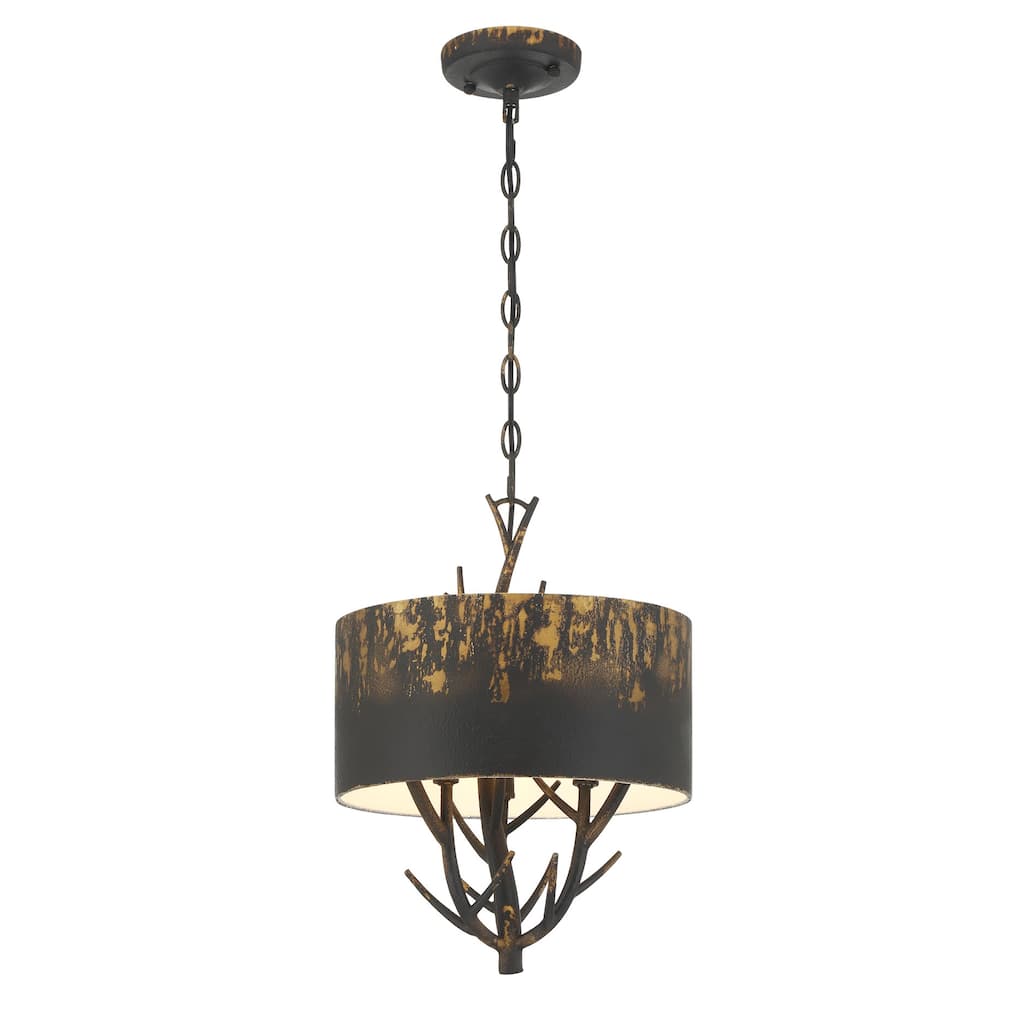 Arboreal 3 Light Pendant in Antique Black Iron with Antique Black Iron