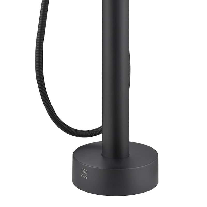 Highflow Freestanding Tub Filler with Swivel Spout and Handshower Matte Black