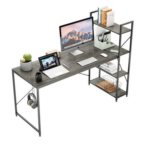 47 Inch Computer Desk with Shelves Home Office Desk