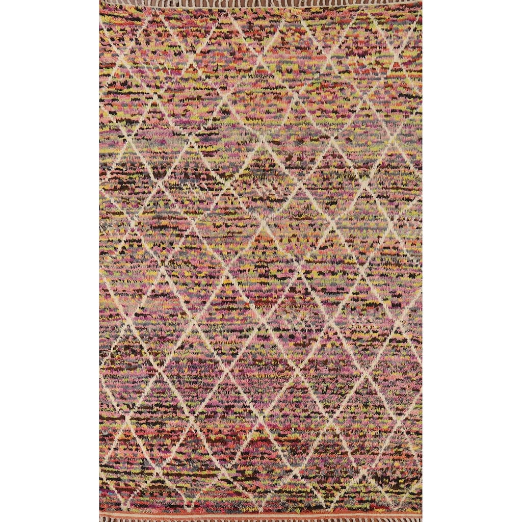 Trellis Plush Moroccan Oriental Area Rug Hand-Knotted Wool Carpet - 6'0" x 9'7"