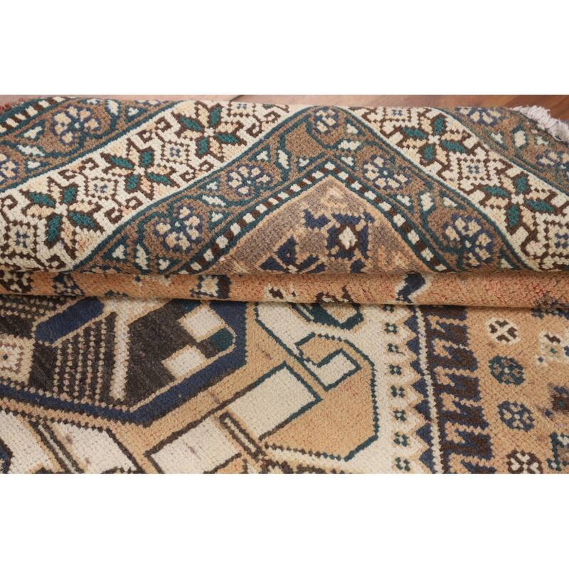 Tribal Geometric Bakhtiari Persian Vintage Rug Handmade Wool Carpet - 5'3" x 9'10"