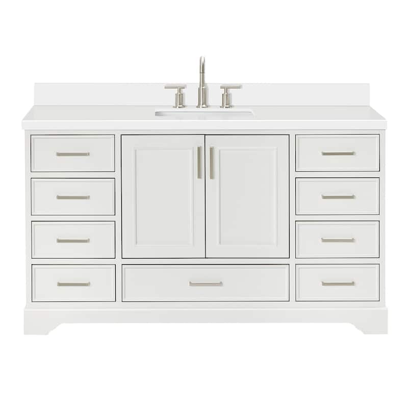 Ariel M061SWQRVO Stafford 61" Free Standing Single Basin Vanity Set - White - Colored