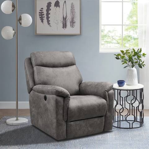 LMF Polyester Fabric Powered Recliner with USB Charging Port