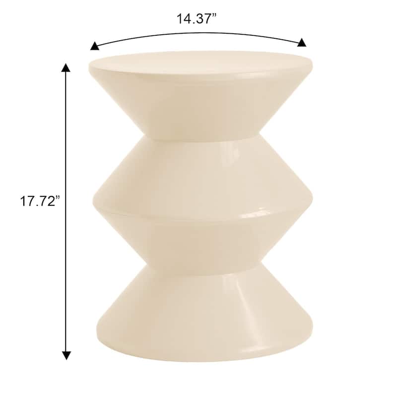 Round Side Table in ABS Plastic with Double-Hourglass Design End Table For Indoor and Outdoor