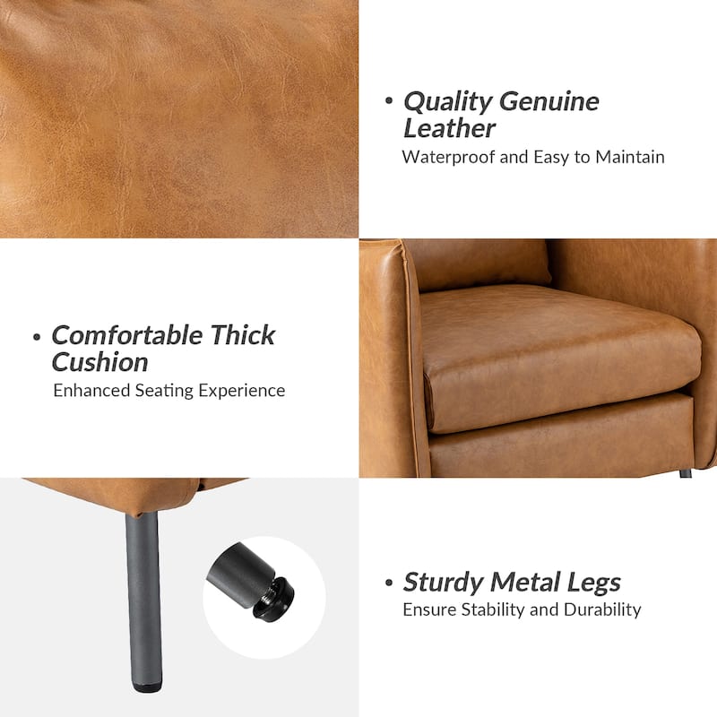 Jaime Modern Vegan Leather Accent Chair with removable Cushion by HULALA HOME