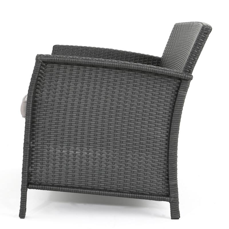 Outdoor Wicker Sofa Set with Loveseat and Chairs, 4-Piece Patio Conversation Sofa Set with Cushions and Table