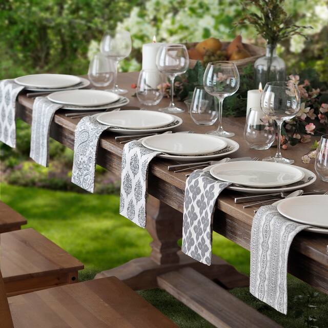 Everyday Casual Prints Assorted Cotton Fabric Napkins (Set of 24) - 17" x17" - Gray