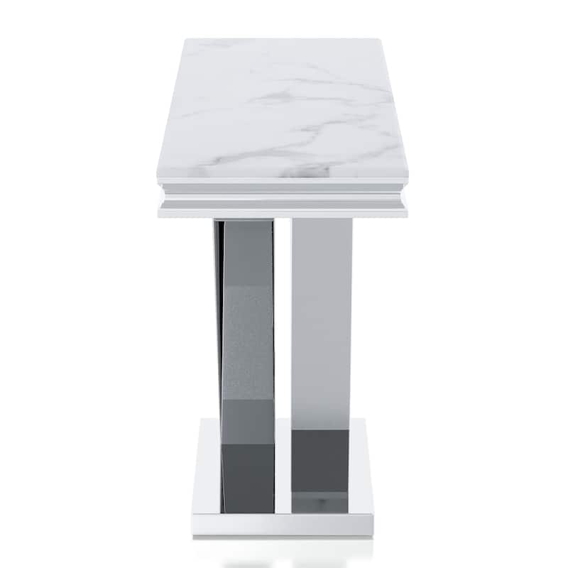 Kaliki Glam Chrome 55-inch Faux Marble Sofa Table by Furniture of America