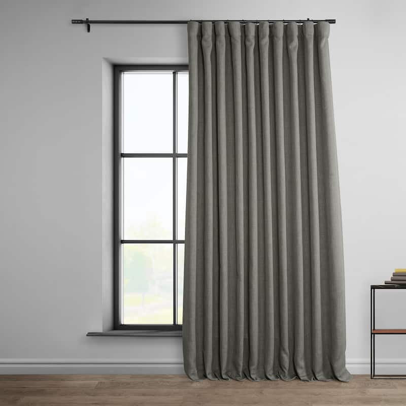 Exclusive Fabrics Faux Linen Extra Wide Room Darkening Curtains Panel - Versatile Privacy Drapery for Wide Windows (1 Panel) - 100 X 120 - Blazer Grey