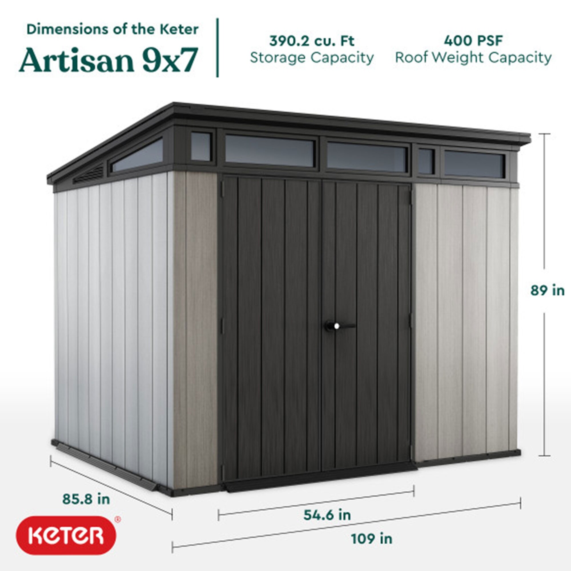 Keter Artisan 9 x 7 ft. Modern and Elegant Resin Outdoor Storage
