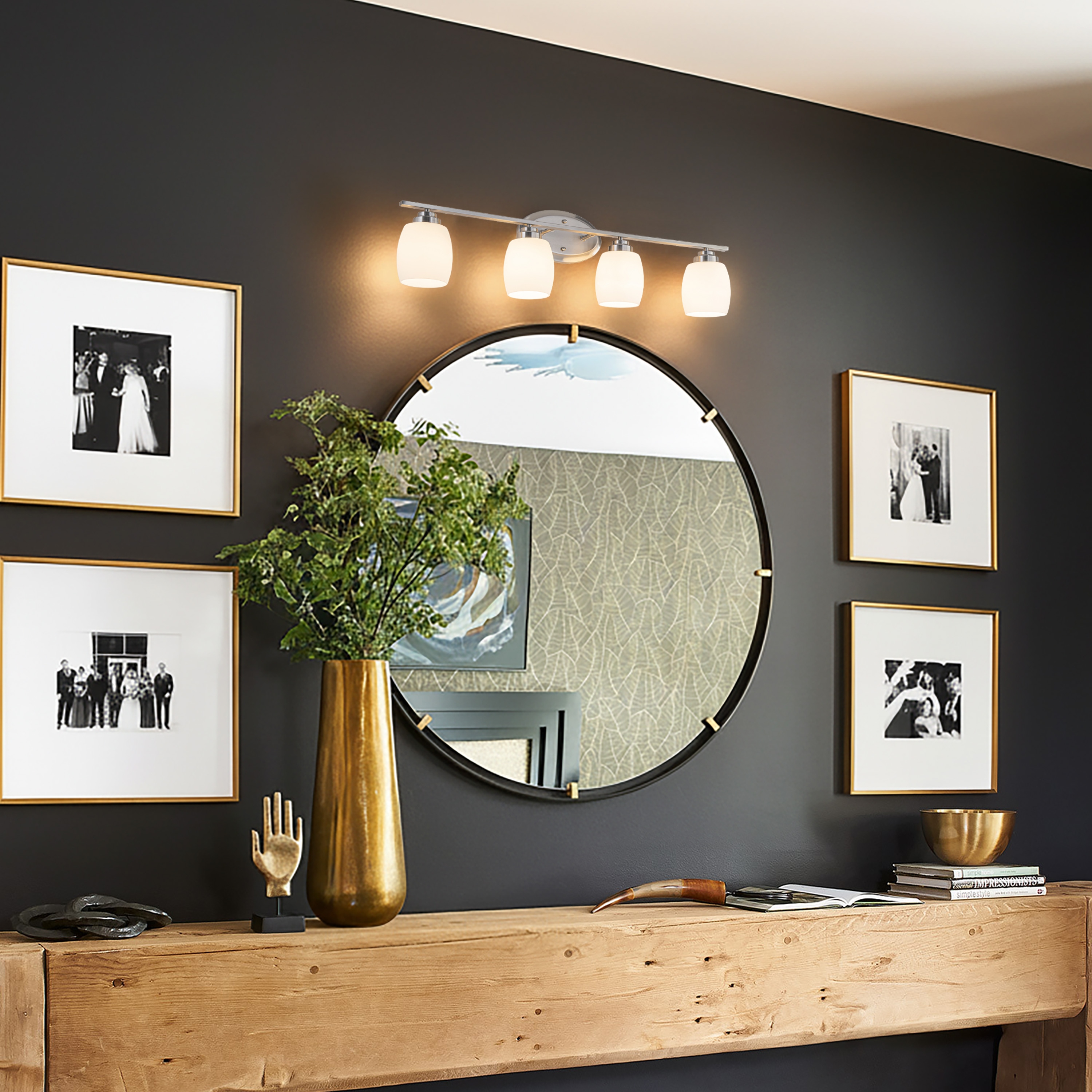 C Cattleya Vanity Light Indoor Wall Sconce Light with White Opal Glass