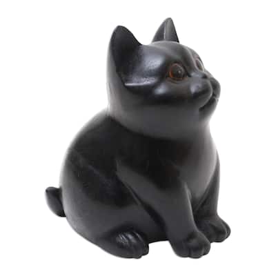 Novica Handmade Chubby Cheeks Wood Figurine
