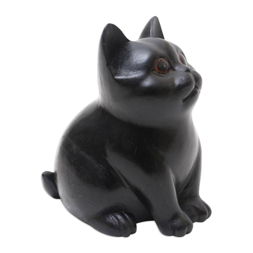 Novica Handmade Chubby Cheeks Wood Figurine