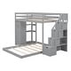 preview thumbnail 10 of 16, Twin Over Full Bunk Bed with 3-layer Shelves, Drawers and Storage Stairs,