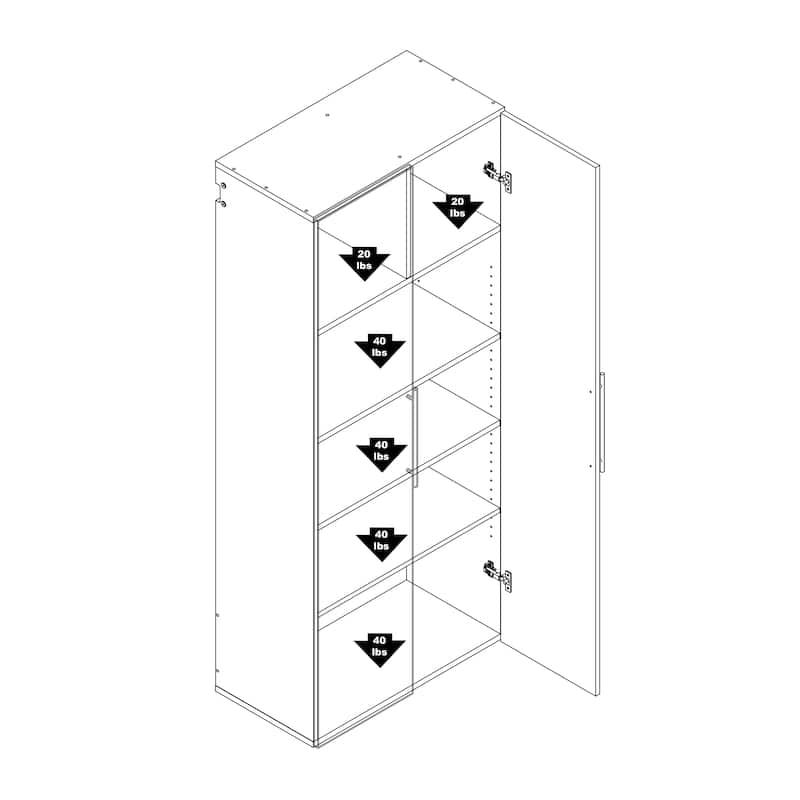 Prepac HangUps 30" Black Large Wall Mounted Garage Cabinet