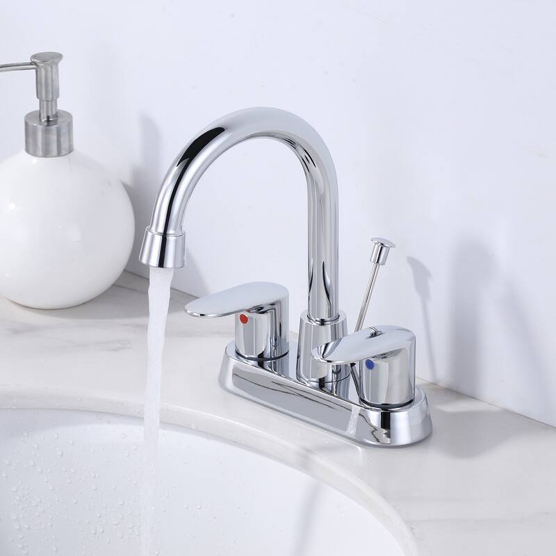 WOWOW 4 in. Centerset Double Handle High Arc Bathroom Faucet