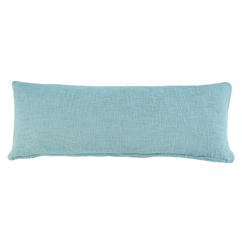 Heartham Solid Canal Blue Textured Cotton Throw Pillow by Sevita