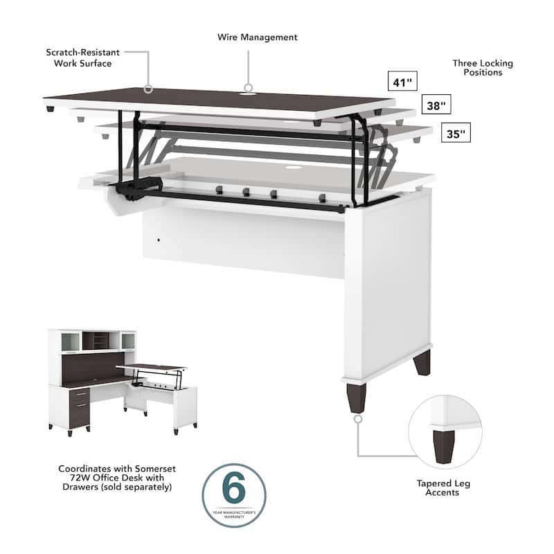 Bush Furniture Somerset 72W 3 Position Sit to Stand Desk