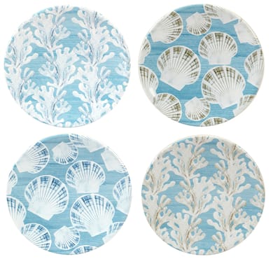 Certified International Beyond the Shore Set of 4 Canape Plates - 6.25" Diam x 0.75"